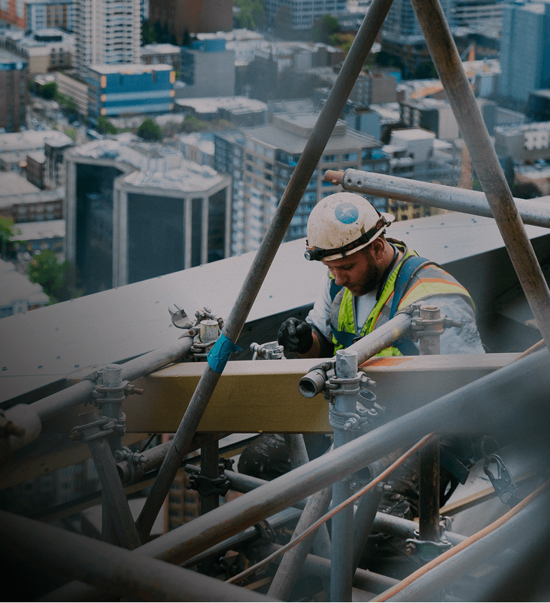 Skilled trades worker on scaffolding